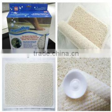 pvc loofa shower rug/pvc bath mat/anti-slip foot mat with suction cups