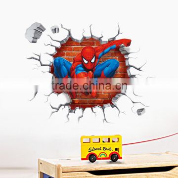 2015 3d Spiderman wall stickers for kids rooms decals home decor personalized Kids Nursery Wall sticker decoration for Boy room