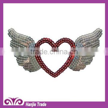 Decorative Wing With Heart Design Sequin Applique For Accessory