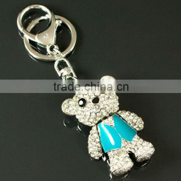 Metal Bear Keychain with Diamond