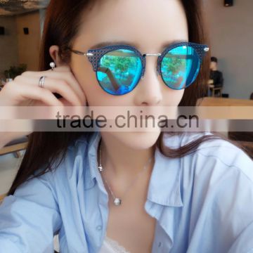 2016 new female models fashion mesh reflective sunglasses