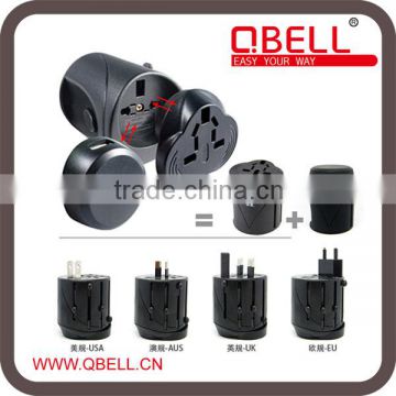 Hot Sale universal 100-250V/5A electrical plug with USB/ with USB travel plug/travel adapter