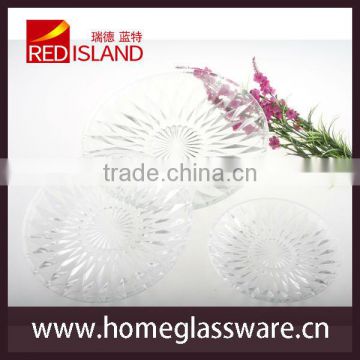 wholesale engraved crystal glass plate fruit plate