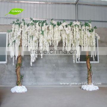 GNW FLA1603001-W01 New white Wisteria flower wood stand wishing wedding arch for wedding backdrop
