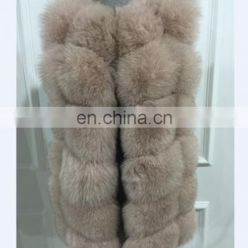 China wholesaler genuine fur fox vest real fur vest women winter Cube model fur vest