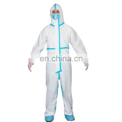 CE EN 14126 14605 13034 13982 Type 3b 4b 5b 6b Heavy Duty White PPE microporous Disposable Pressure Glue Protective Coverall