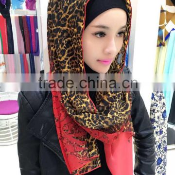 New 2016 Arab Chiffon Printed Leopard Muslim Women Hijab