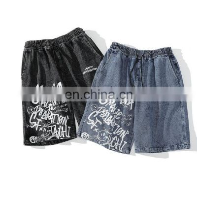 clothing factory custom hot sale just high waist print logo denim shorts