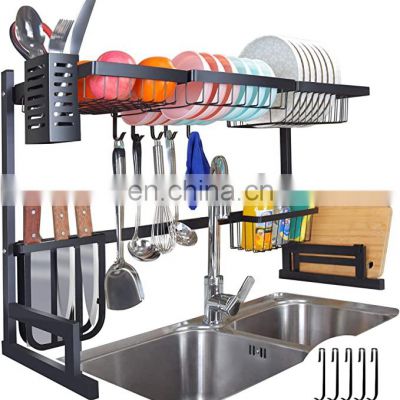 Amazon hot sell dishes drying rack over sink Kitchen storage sink rack Stainless steel paint faucet drain rack