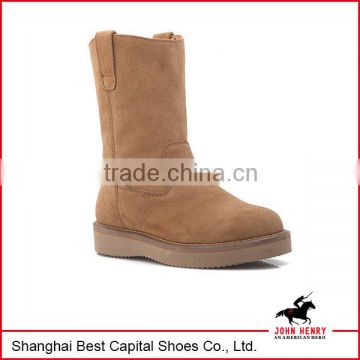 Fashion Women middle boot, suede leather rubber sole lady boot, light weight high leather shoes