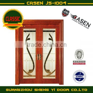 luxury design Mahogany wood sliding glass door