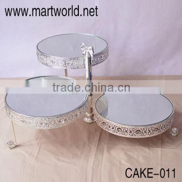 3 tires wedding silver round cake stand wedding decoration for cake decoration, party ,events .wedding decoration(CAKE-011)