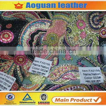 2017 new design shipping big quantity knit backing print pvc coated bag fabric