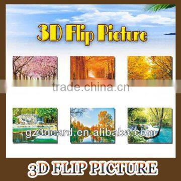 Custom PET lenticular flip 3d pictures of scenery