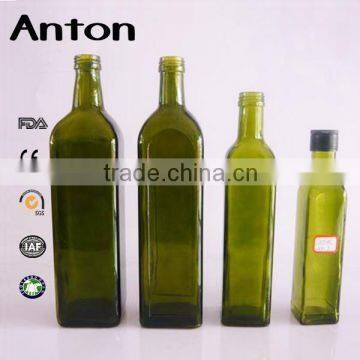 Green square olive oil glass bottle 100ml/200ml/250ml