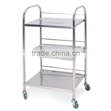 Stainless Steel Three 3 Tier Beverage Liquor Serving Trolley, Round Tube, Service Trolley Dining Cart, for Catering Commerical