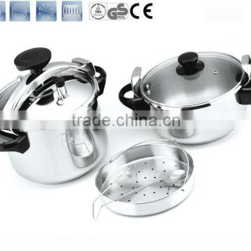 100% safety guarantee 304 stainless steel non stick cookware set with the certificate GS & CE CSB 22CM 4L+8L