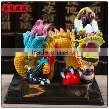 Cream color resin chinese zodiac dragon statue , resin dragon