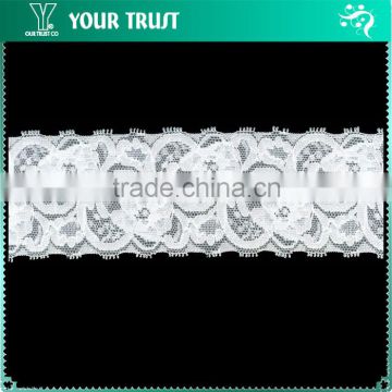 Width 6.0 Centimeter White Flower Stretch Trimming Spandex Elastic Lace