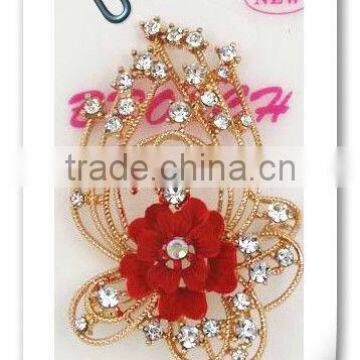 Fashion elegant women flower brooch with crystal stones