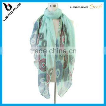 circle printed latest 100% polyester scarf