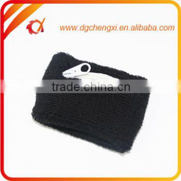 High quality customized logo cotton sweatband with pocket