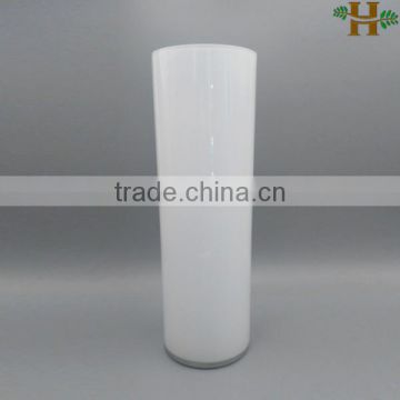 Hand made white tall cylinder glass vases