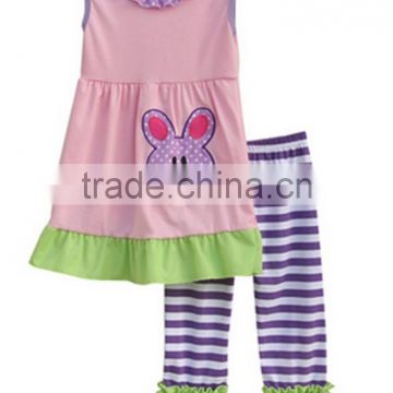 Hottest Sale Style Organic Cotton Baby Girl Bunny Summer Boutique Clothing With High Quality