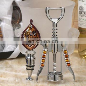 Gold and Brown Art Deco Wine Opener and Stopper Set