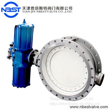 DN900 Metal seat flange triple eccentric butterfly valve with pneumatic valve actuator