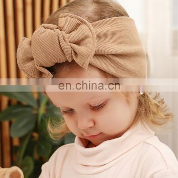New design Baby girl big bow hair accessories various color elastic headband for kids handmade baby cute headbands