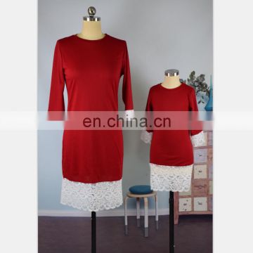 2019 New Red Lace Dress Family Look mother and daughter matching dresses for mommy and me (this link for WOMAN)