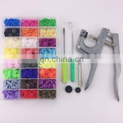 1 Set Of Button Fastener Snap Plier & 1 Box Of 25 Colors Set T3/T5 /T8 Snap Plastic Resin Buttons Hand Press Pliers