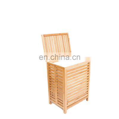Home Folding Bamboo Hamper Basket Includes Machine Washable Cotton Canvas Liner Laundry Hamper Clothes Storage Basket