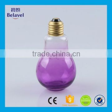 Colorful light bulb shaped clear glass juice bottle glass beverage bottle