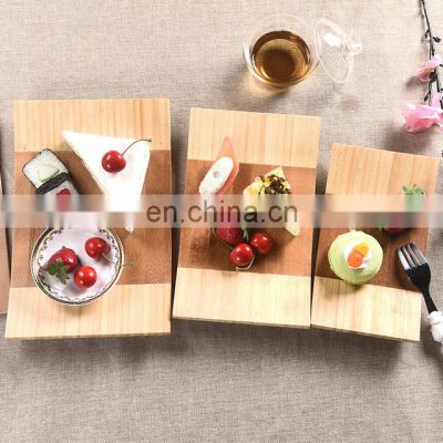 Japanese Style Rectangle Two-color Sushi Food Divider Serving Bamboo Snack Plate