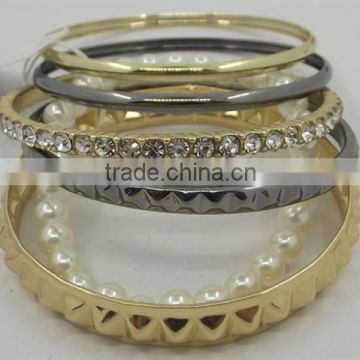 sets bangles pearl, resin, steel chain, bangle set fashional jewelry
