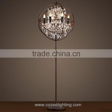 Vintage Style Modern Crystal Chandelier Floor Lamp Standing Floor Light for Home Hotel Decor FL010