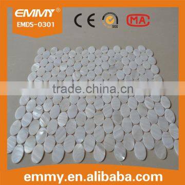 wholesale whtie ellipse river shell mosaic tile for room wall