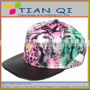 leather visor hop hop unique full leopard printing flat brim caps
