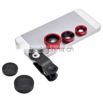 Universal 3 in1 Fisheye + Wide Angle + Macro Lens camera lense Clip Kit for iPhone/Samsung s4 /HTC/Ipad/Table PC SV009334