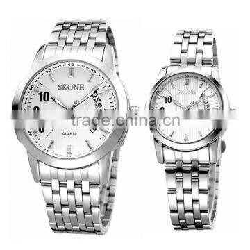 SKONE 7213 Water resistant japan quartz movement couple watches steel with date