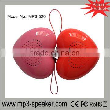 mps-520 portable popular cute mini heart speaker case