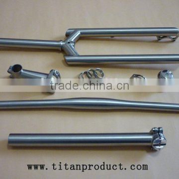 Titanium Bike Parts, Bicycle Parts (fork+stem+handlebar+seat clamp+seatpost+headset+spacer)
