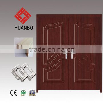New design wood double panel decorative eco-friendly wooden door with frame