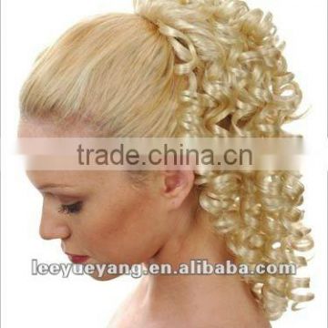 Discount beautiful blonde tight curly synethetic hair ponytail