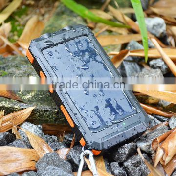 CE FCC ROHS certificated solar charger power bank 10000mah waterproof IP68