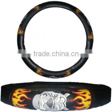 Mad Dog with Flames Steering Wheel Cover