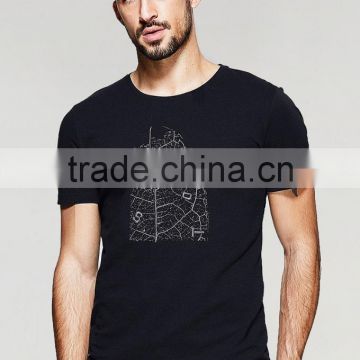Cotton/spandex man black t-shirt fit mens printing t-shirt