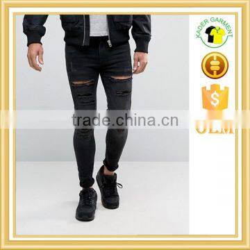 Hot sale mens jeans 2017 fashion skinny denim jeans rips jeans custom